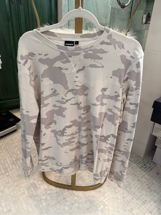 Mono B Tops - Mono B Beige & Gray Camo Crewneck Top